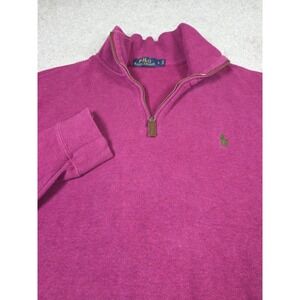 Polo Ralph Lauren Sweater Mens L Burgundy 1/4 Zip Pullover Mock Neck Pony Logo